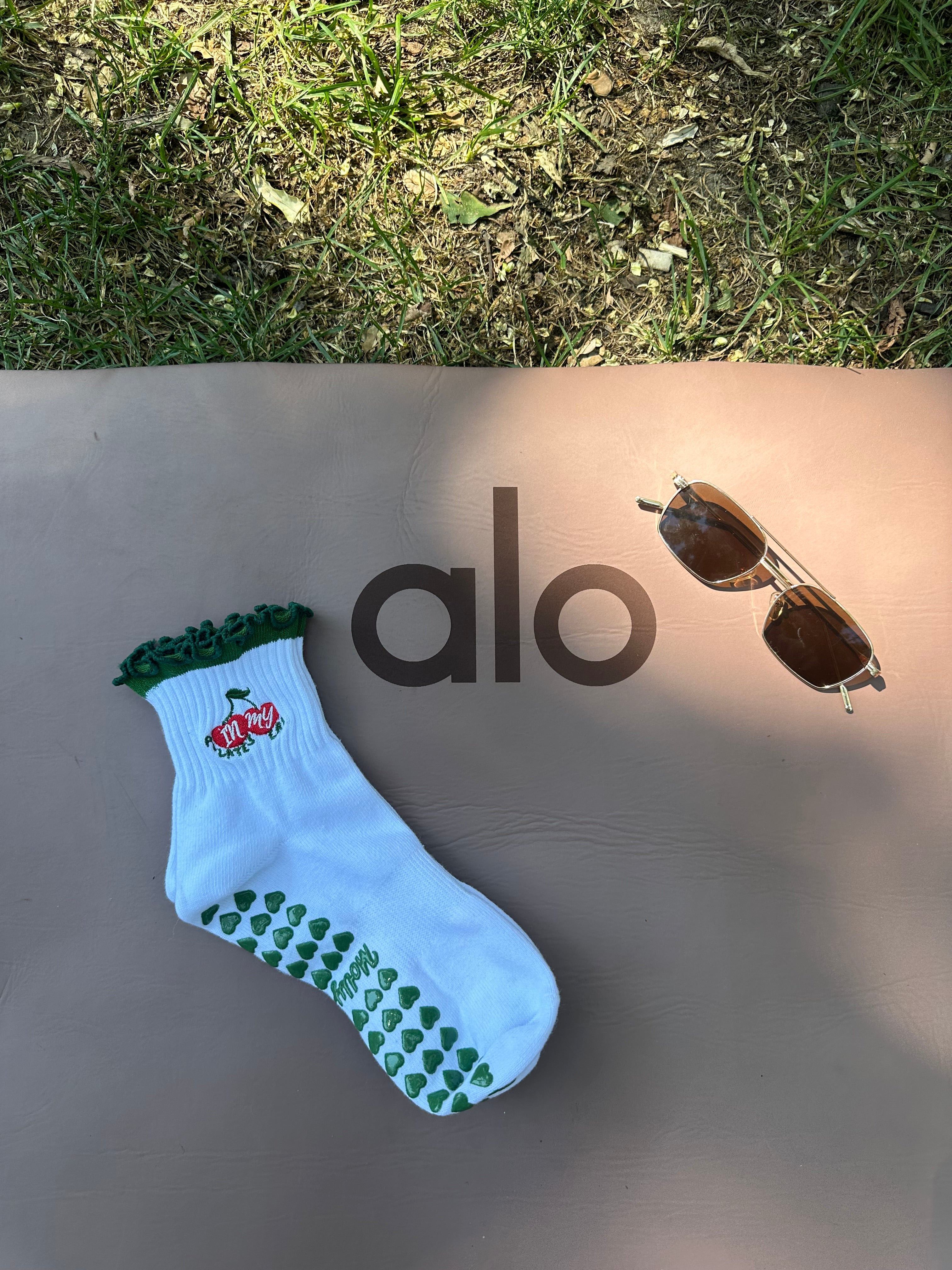Dark green Pilates socks