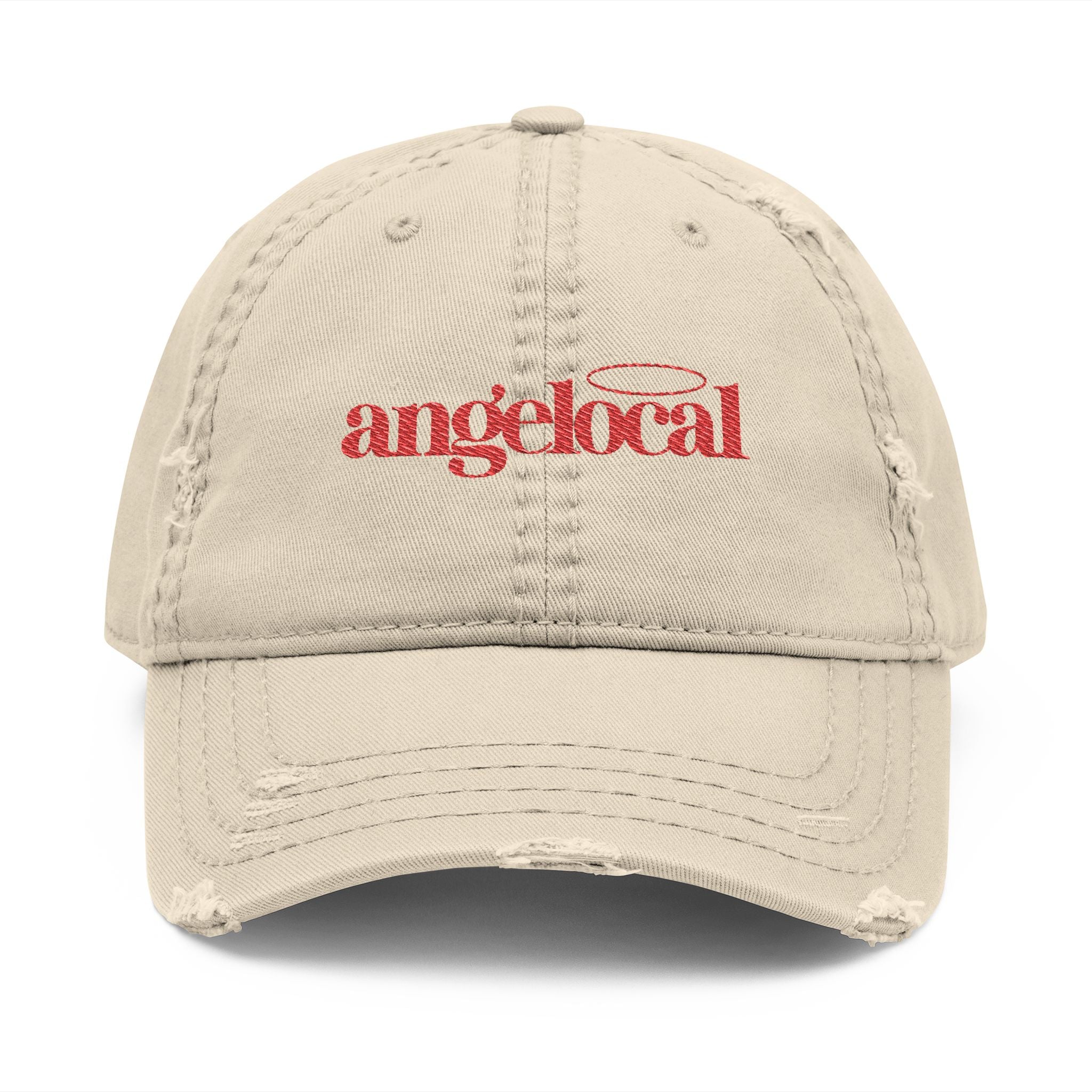 'Angelocal' Embroidered Distressed Dad Hat