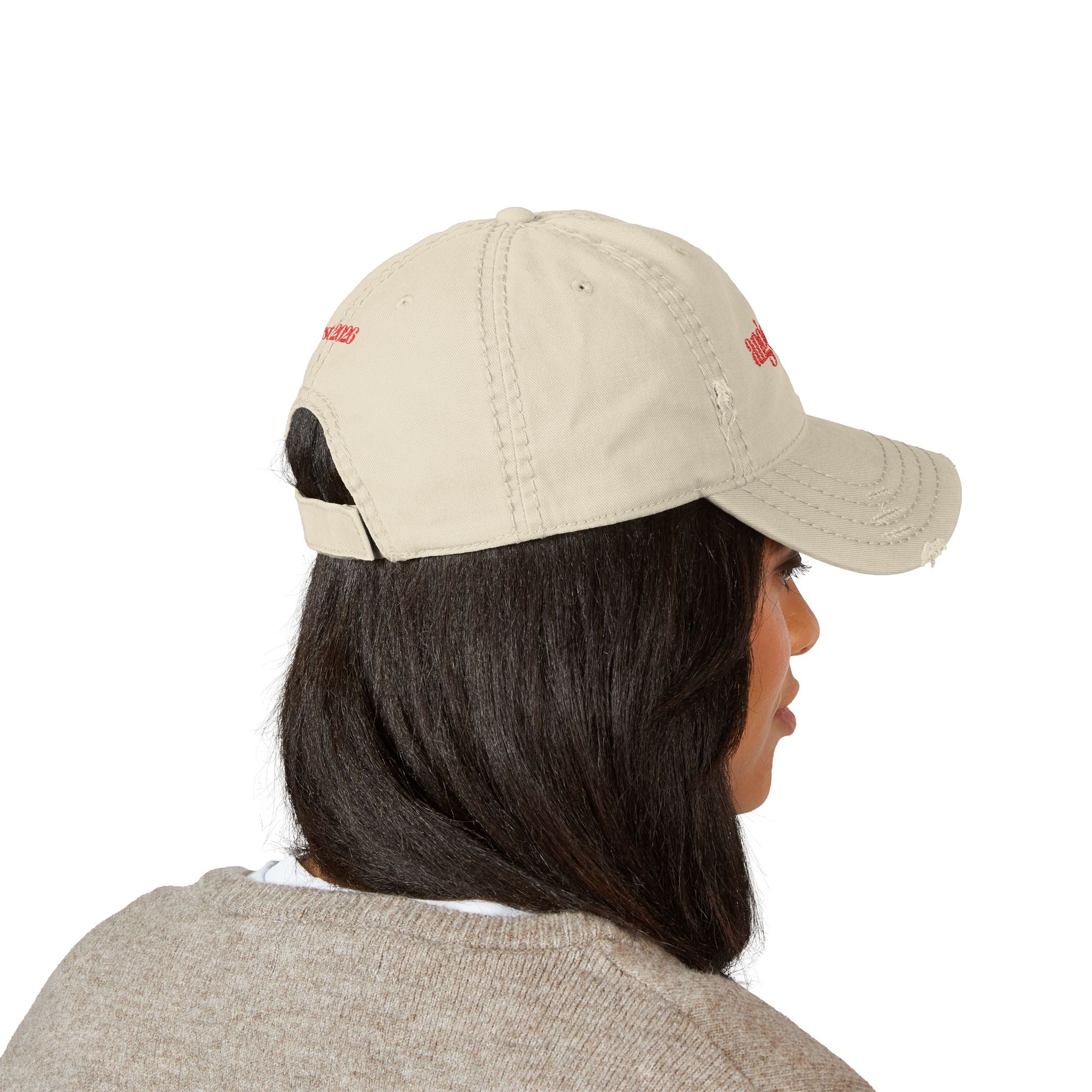 'Angelocal' Embroidered Distressed Dad Hat