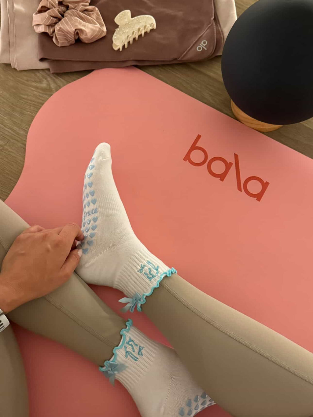 Light Blue Grip Socks