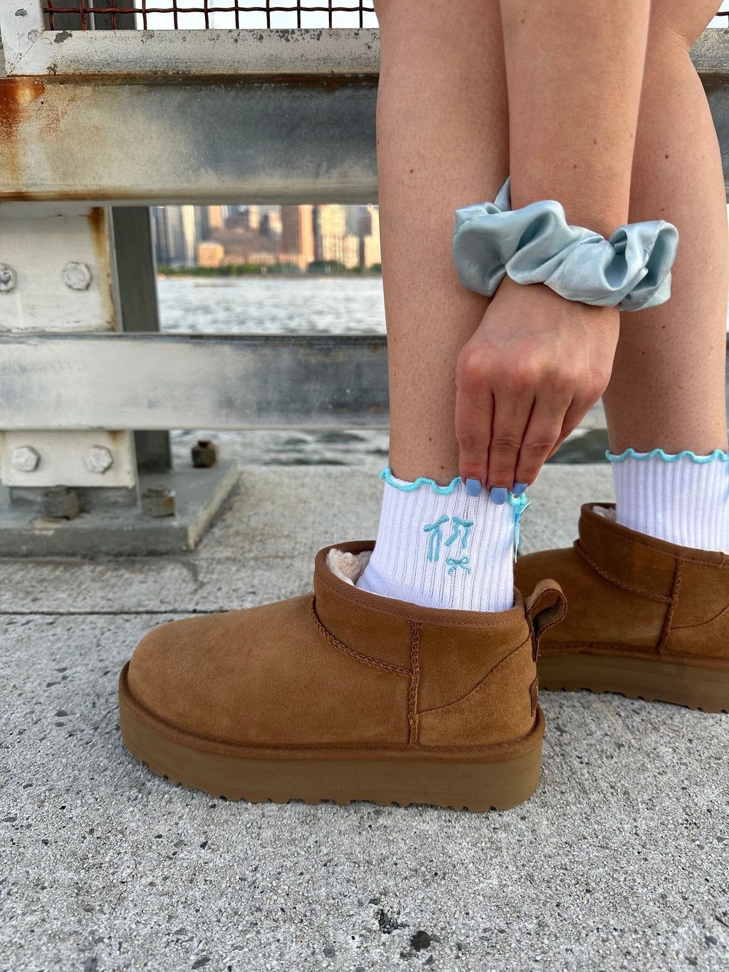 Light blue yoga socks