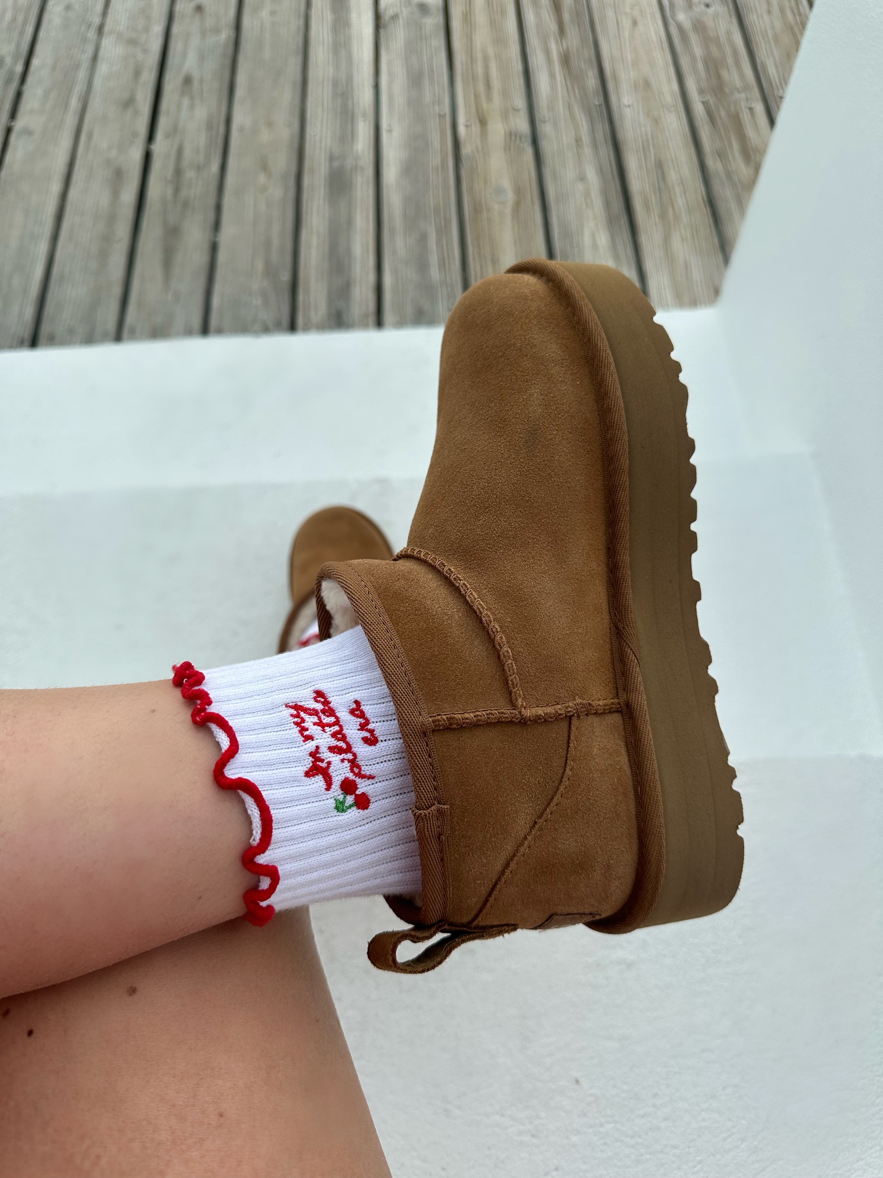 Red cherry Pilates socks