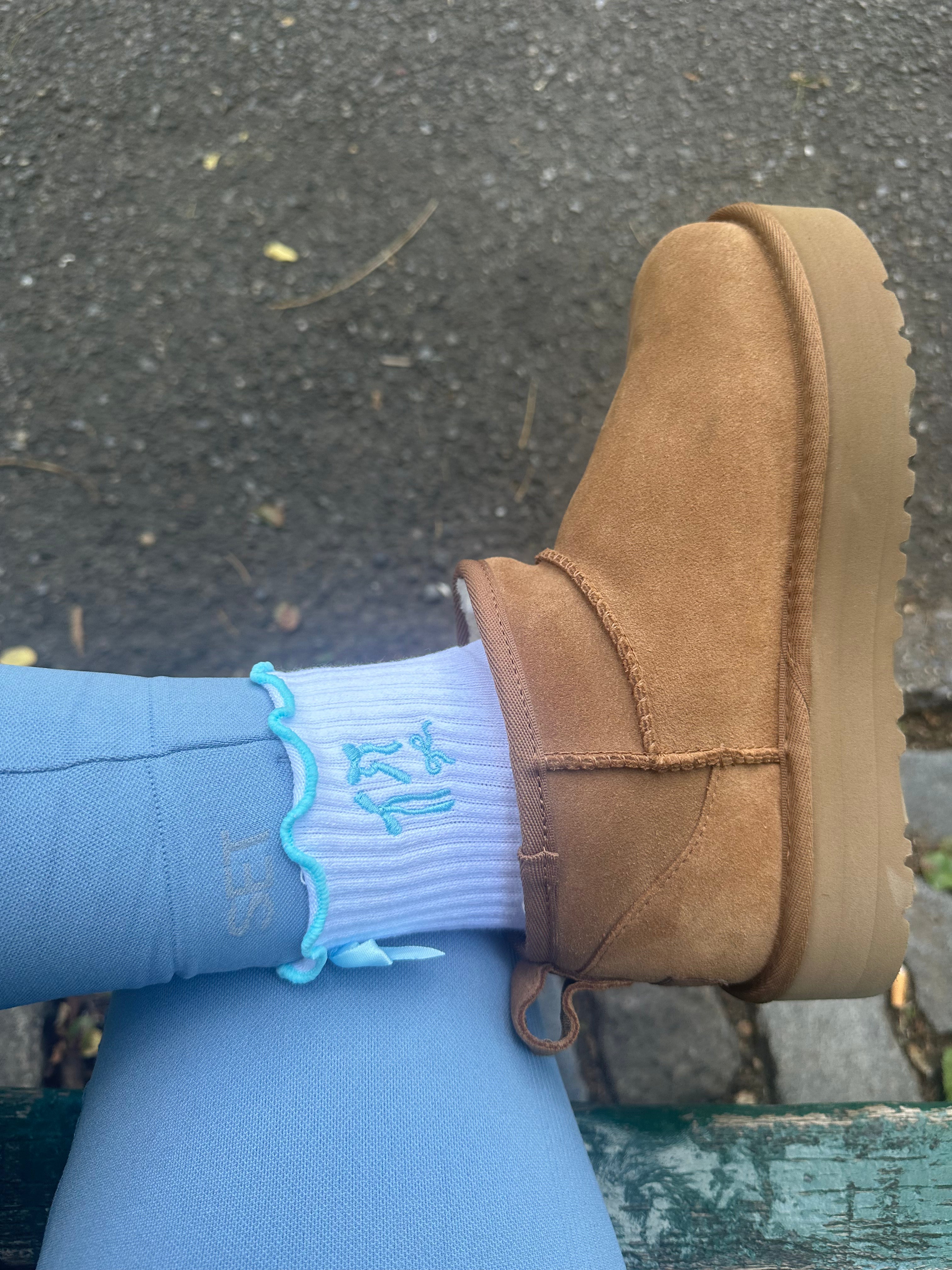 Light blue grip socks