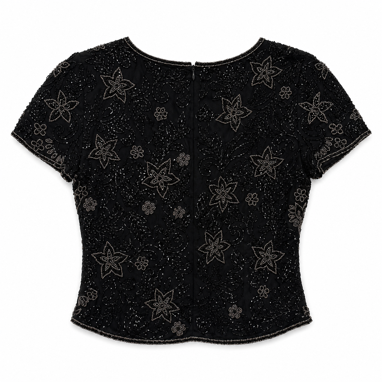 Midnight Beaded Short Sleeve Top