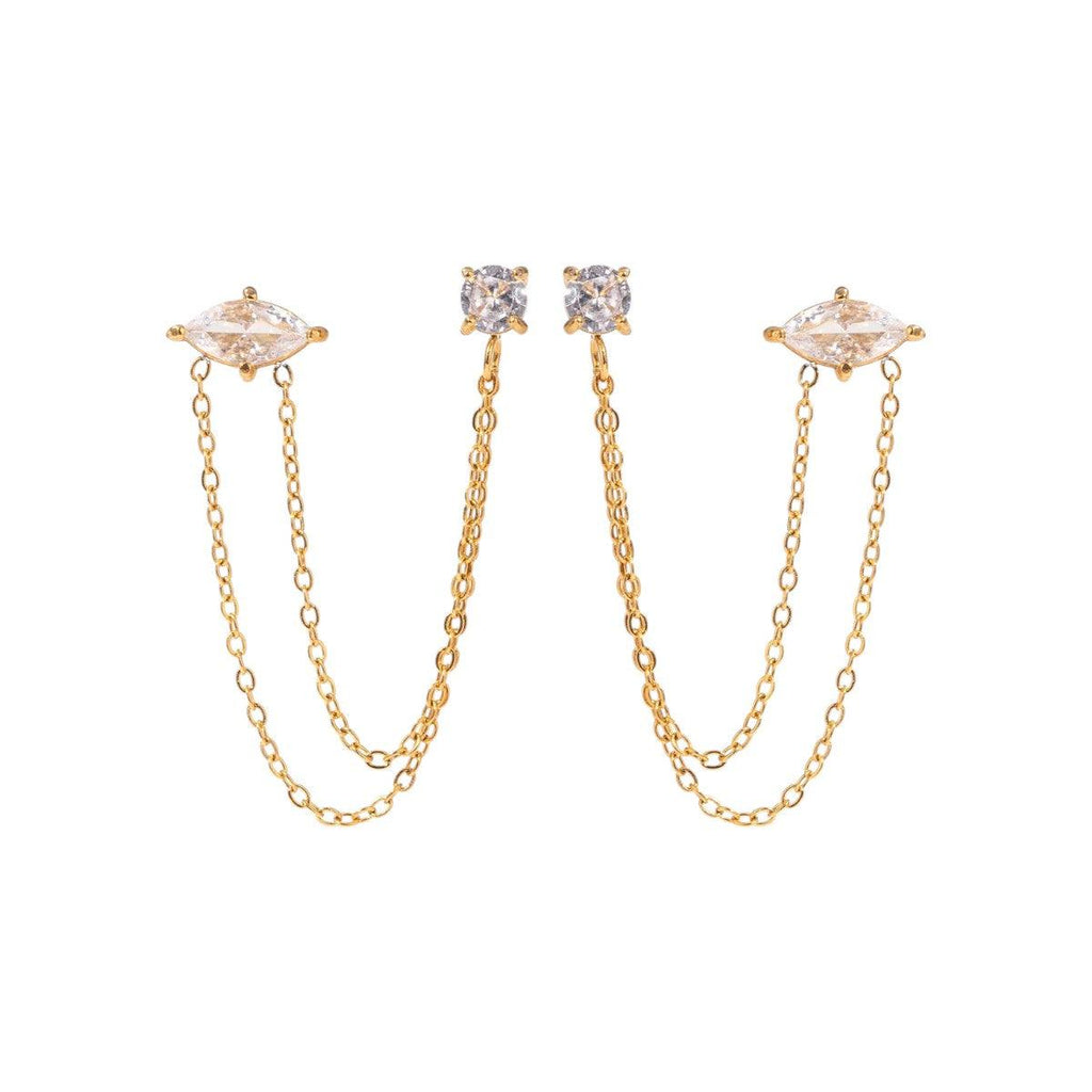 CZ STONE DOUBLE CHAIN STUD - Aurelia