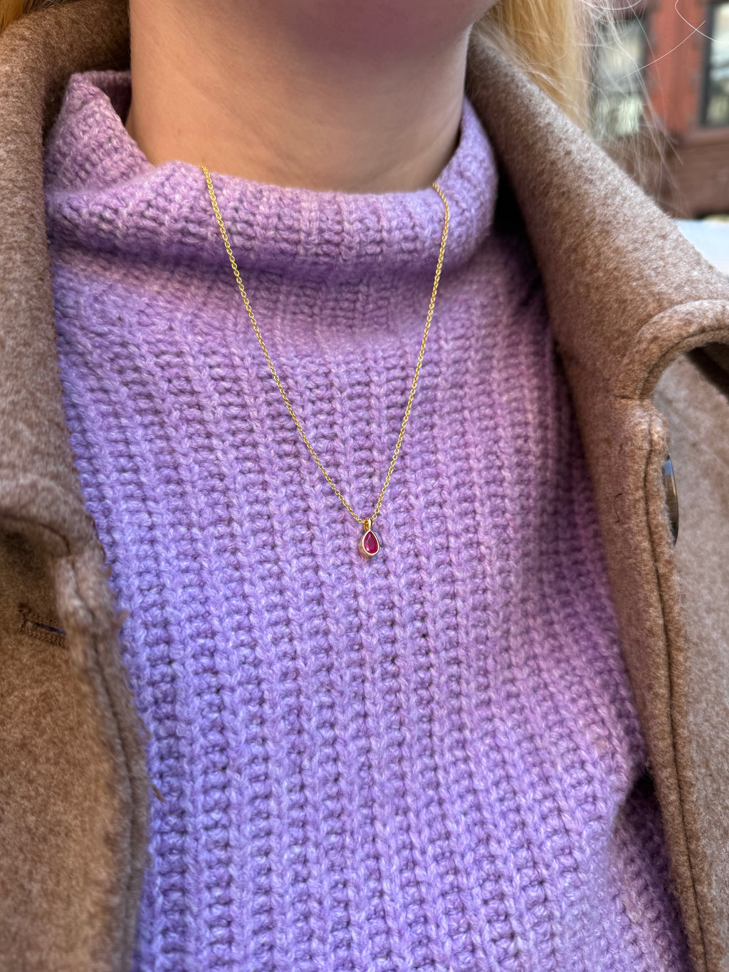 Ruby Red Tear Drop Necklace