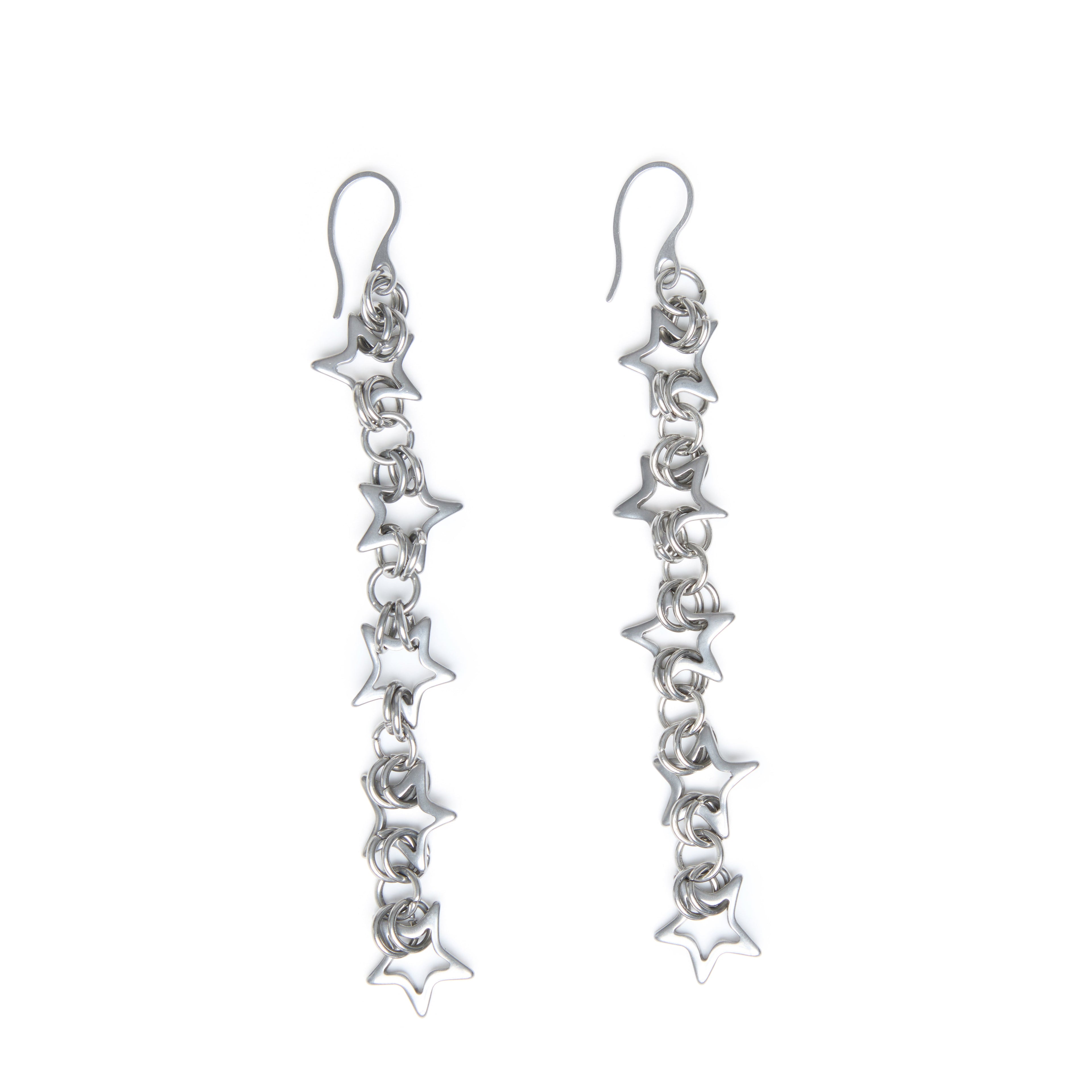 Starlight Viper - Chainmail Star Statement Earrings