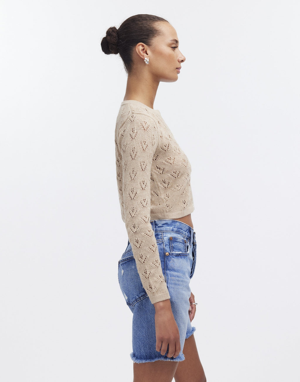 Qupana Alpaca Cardigan — cropped baby alpaca cardigan with delicate lace stitch, lightweight and handmade in Bolivia.