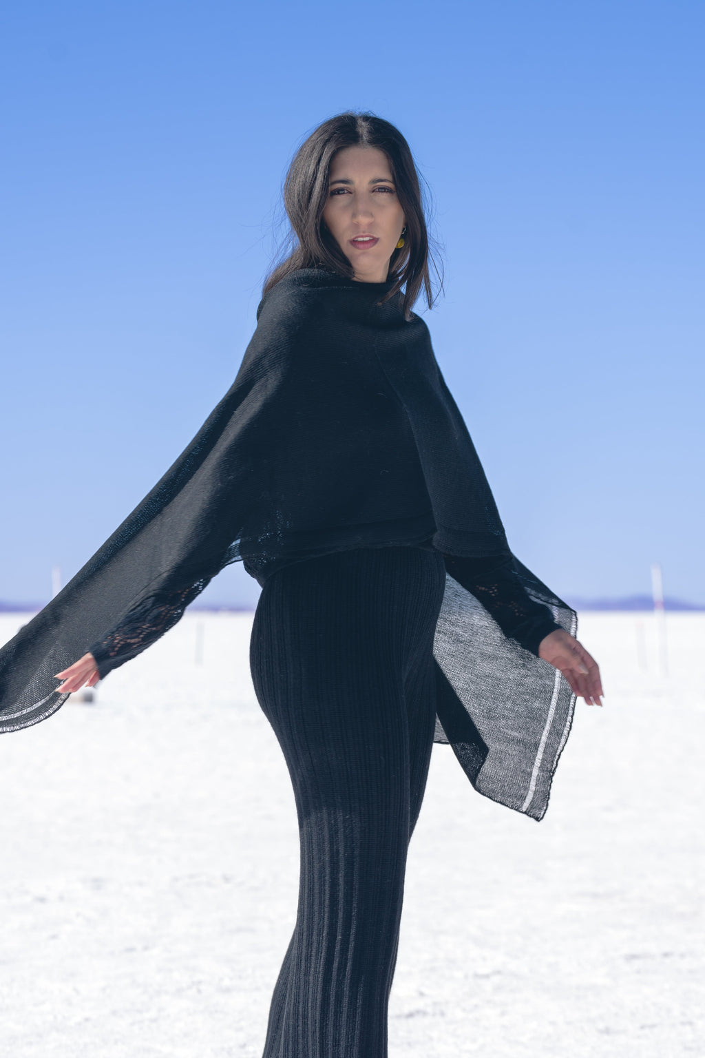 Sisa Alpaca Poncho — handwoven alpaca poncho with elegant drape, timeless design, and name inspired by Aymara for “woman who decides.