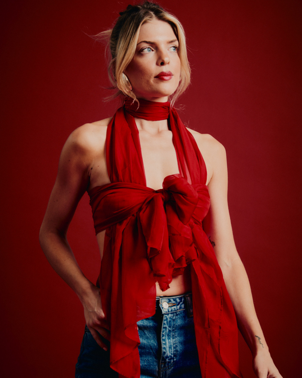 The Solaris Pareo - Ruby Red Silk Chiffon