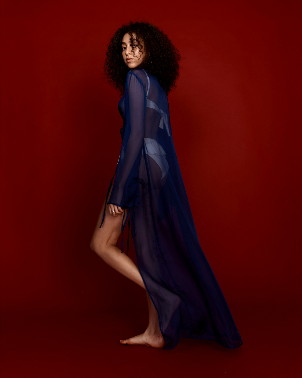 The Alhena Kimono - Blue Silk Chiffon