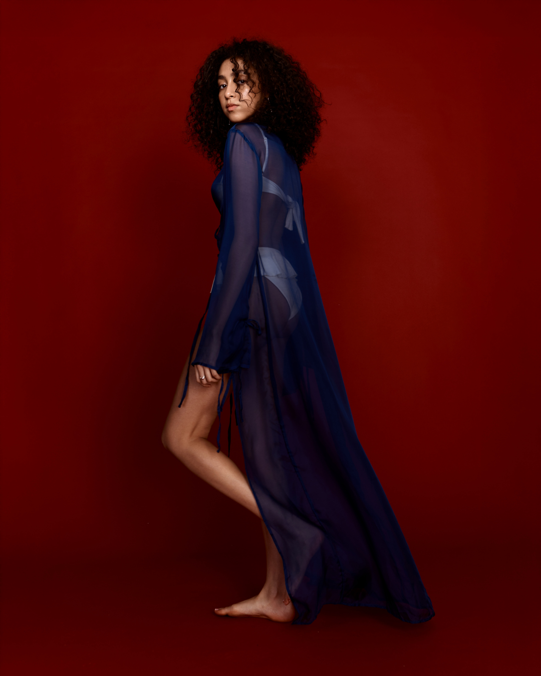 The Alhena Kimono - Blue Silk Chiffon