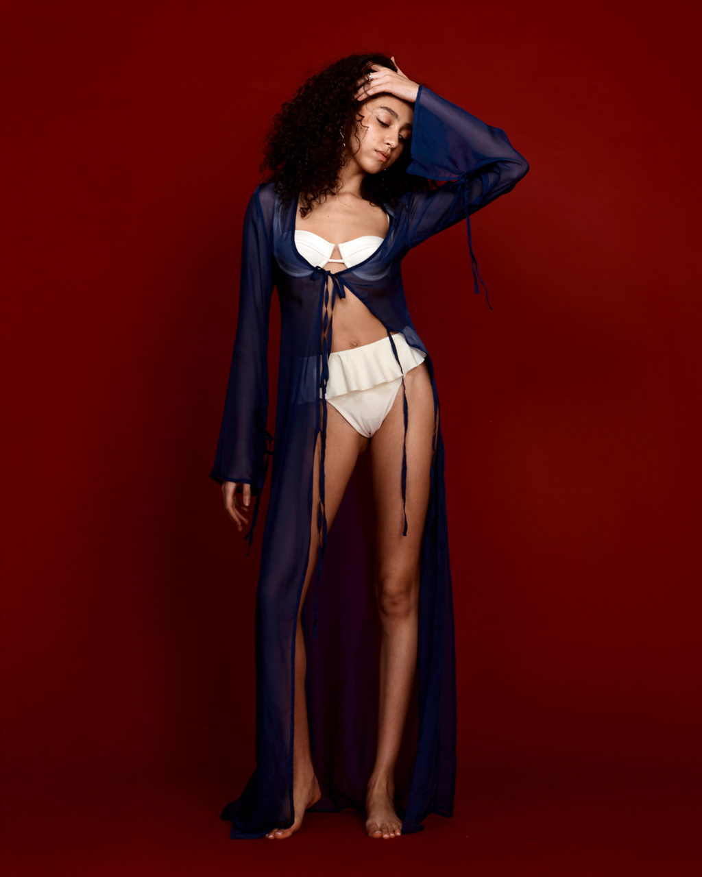 The Alhena Kimono - Blue Silk Chiffon