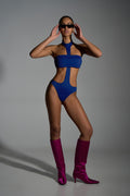 Navy Nostalgia 90s-Inspired Monokini - Cobalt Blue
