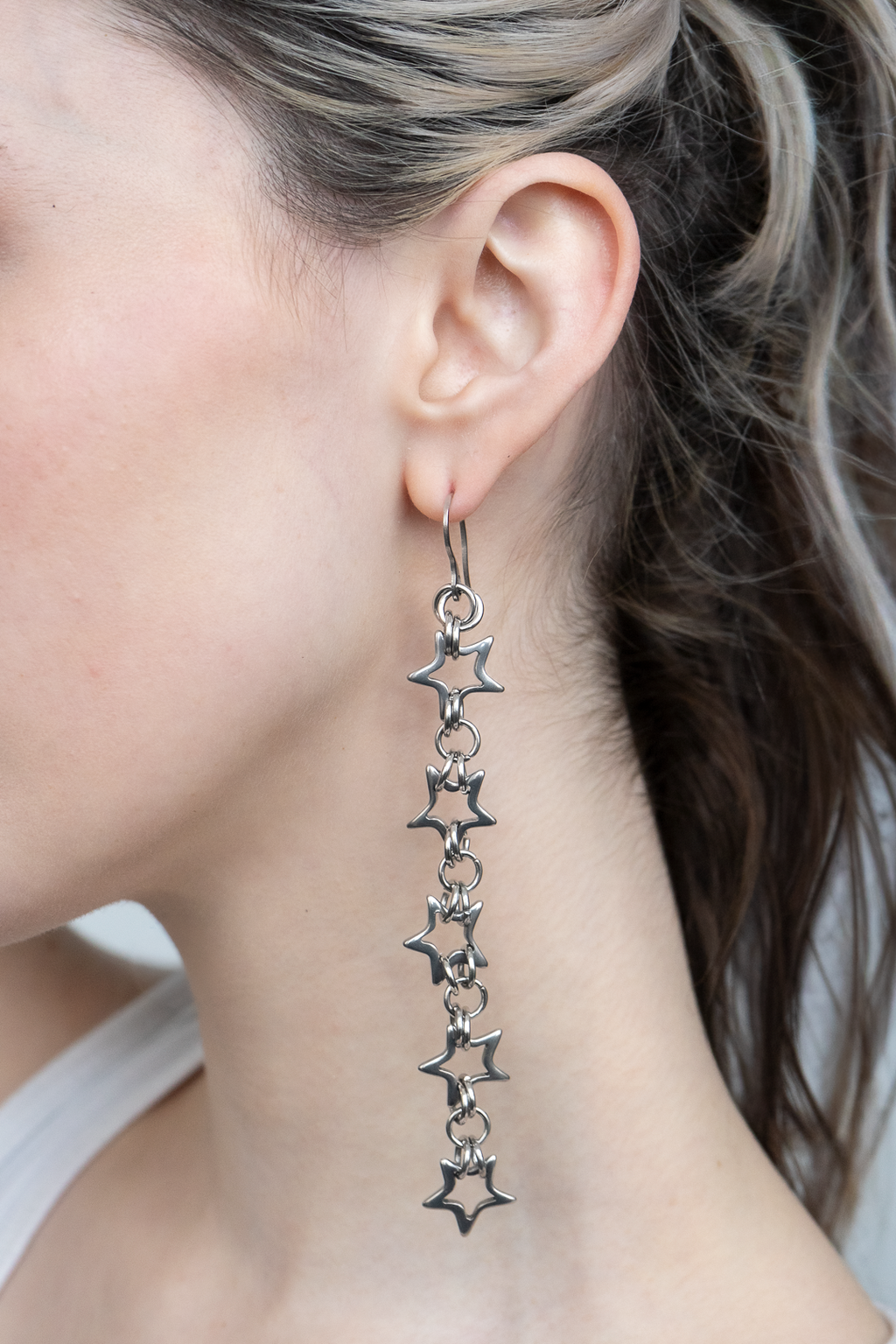 Starlight Viper - Chainmail Star Statement Earrings