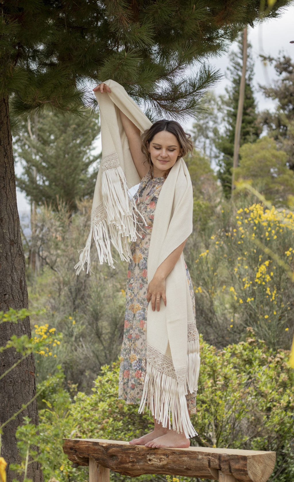 Beige alpaca shawl