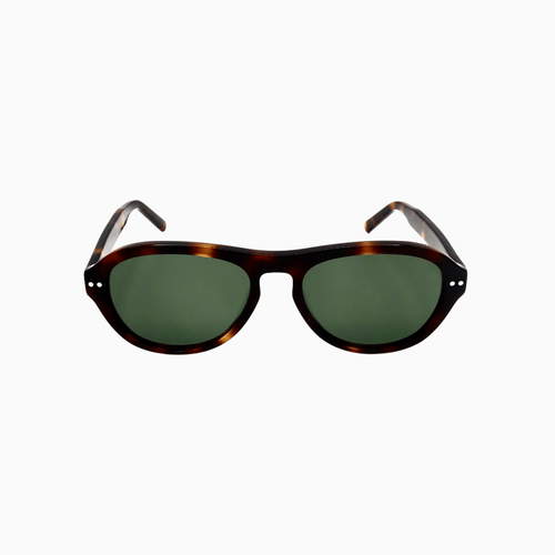 Ciren oval tortoiseshell acetate sunglasses with dark green lenses, front view