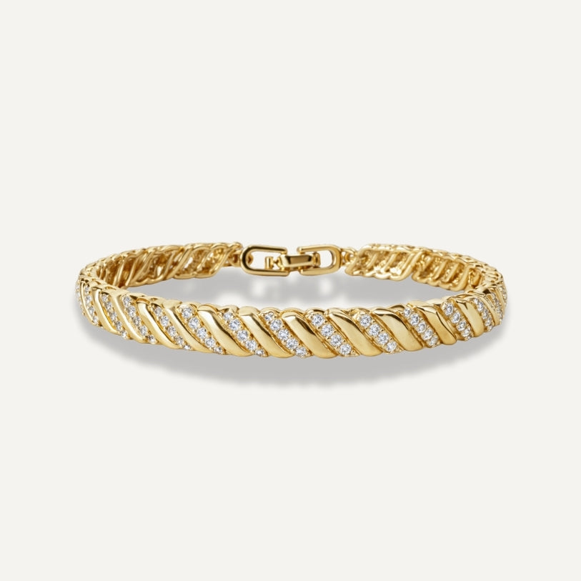 The Riviera Bracelet | Gold-Filled CZ Statement Link Bracelet - Decollective