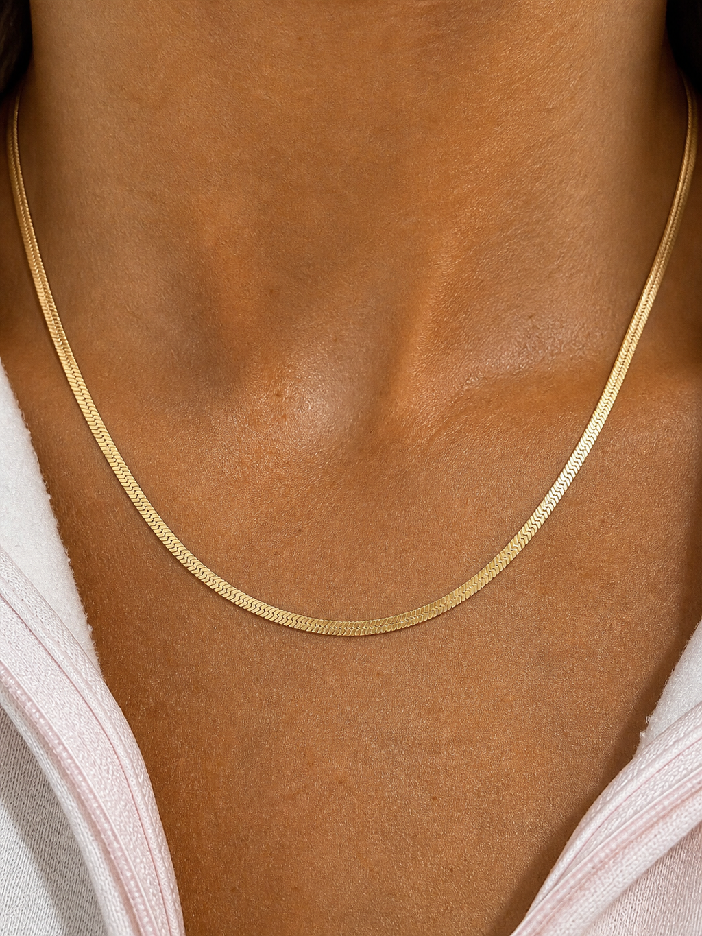 gold herringbone chain necklace 