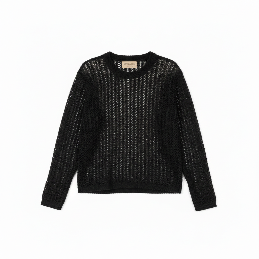 Juya Alpaca Sweater Lay Flat - Black