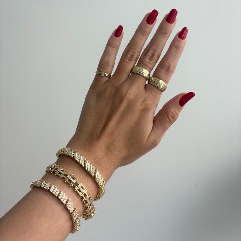 The Riviera Bracelet | Gold-Filled CZ Statement Link Bracelet - Decollective
