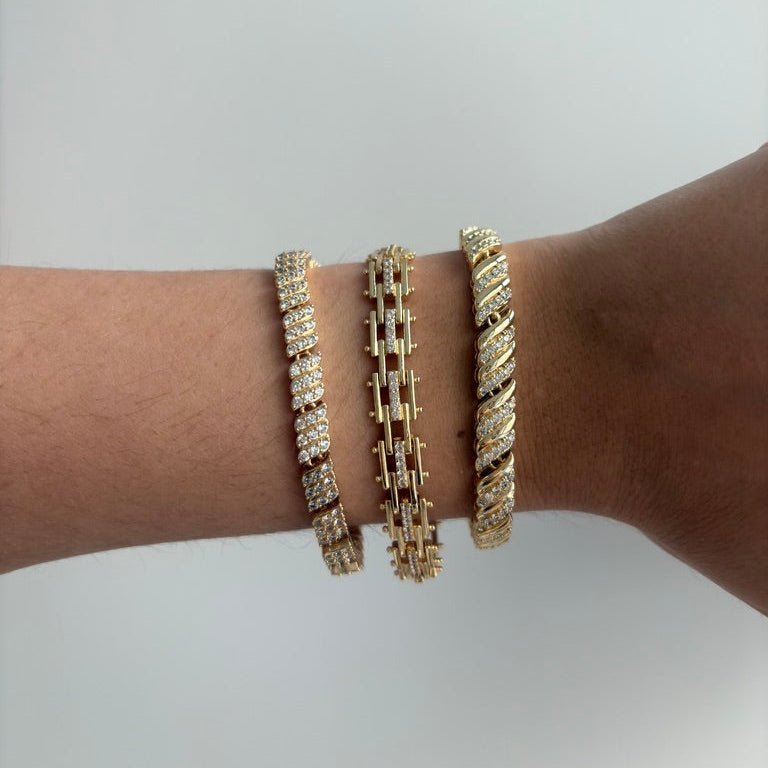 The Riviera Bracelet | Gold-Filled CZ Statement Link Bracelet - Decollective