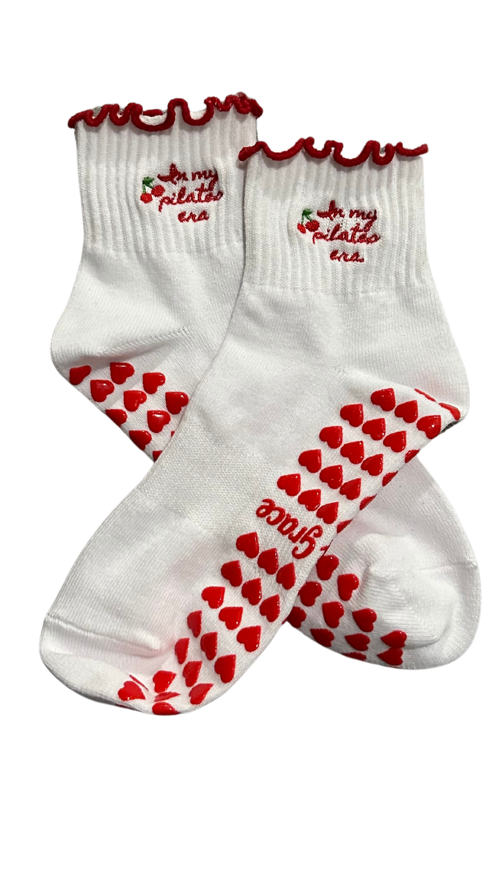 Red ruffle heart grips